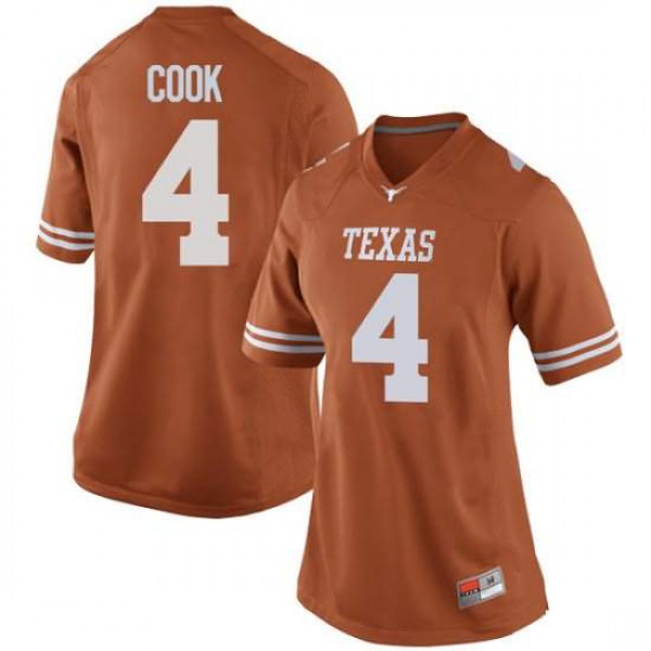 Women's Texas Longhorns #4 Anthony Cook Replica Embroidery Jersey Orange